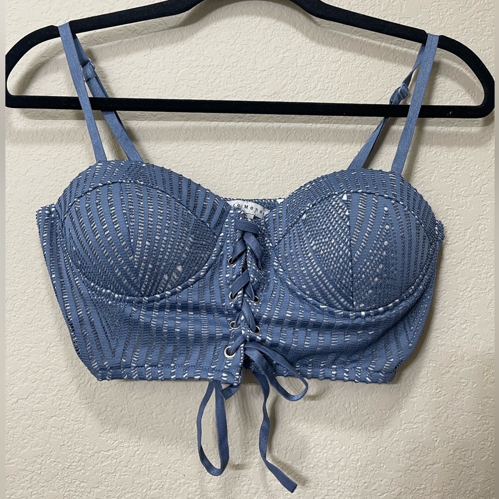 Blue bustier top